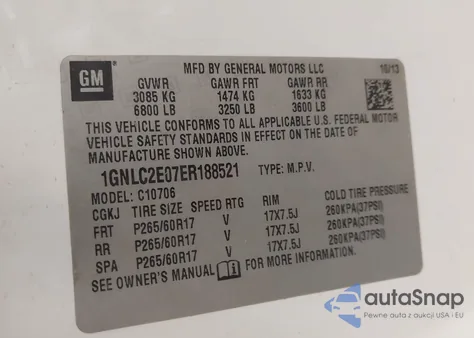 2014 Chevrolet Tahoe Commercial Fleet z USA, uszkodzony, nr VIN 1GNLC2E07ER188521